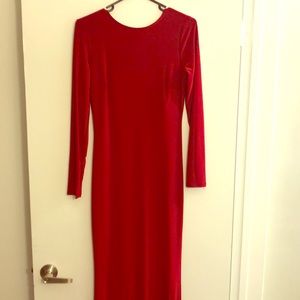 Red open back  dress